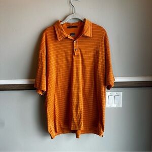 Nike Tiger Woods Collection Polo Shirt Orange Striped Dri-FIT Golf​